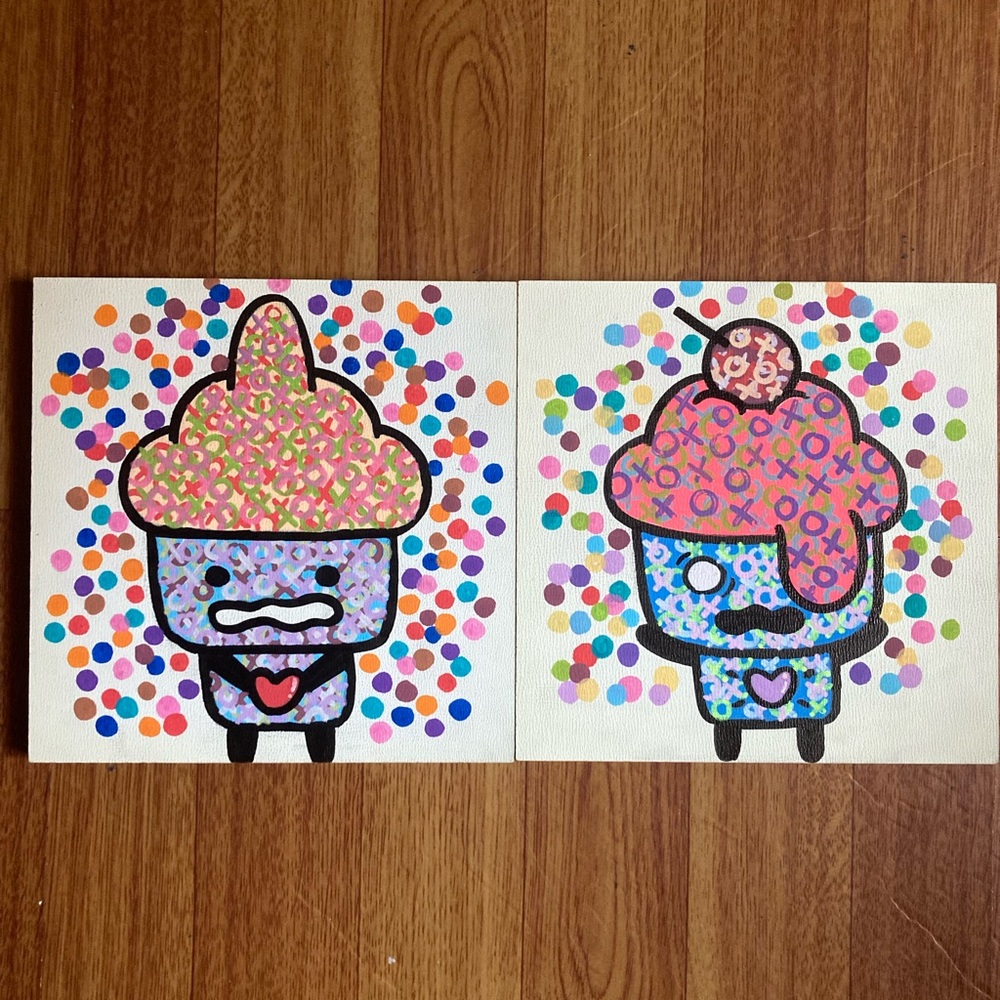 Colorful Cupcake Art Painting Set by Artist Its_mittens
